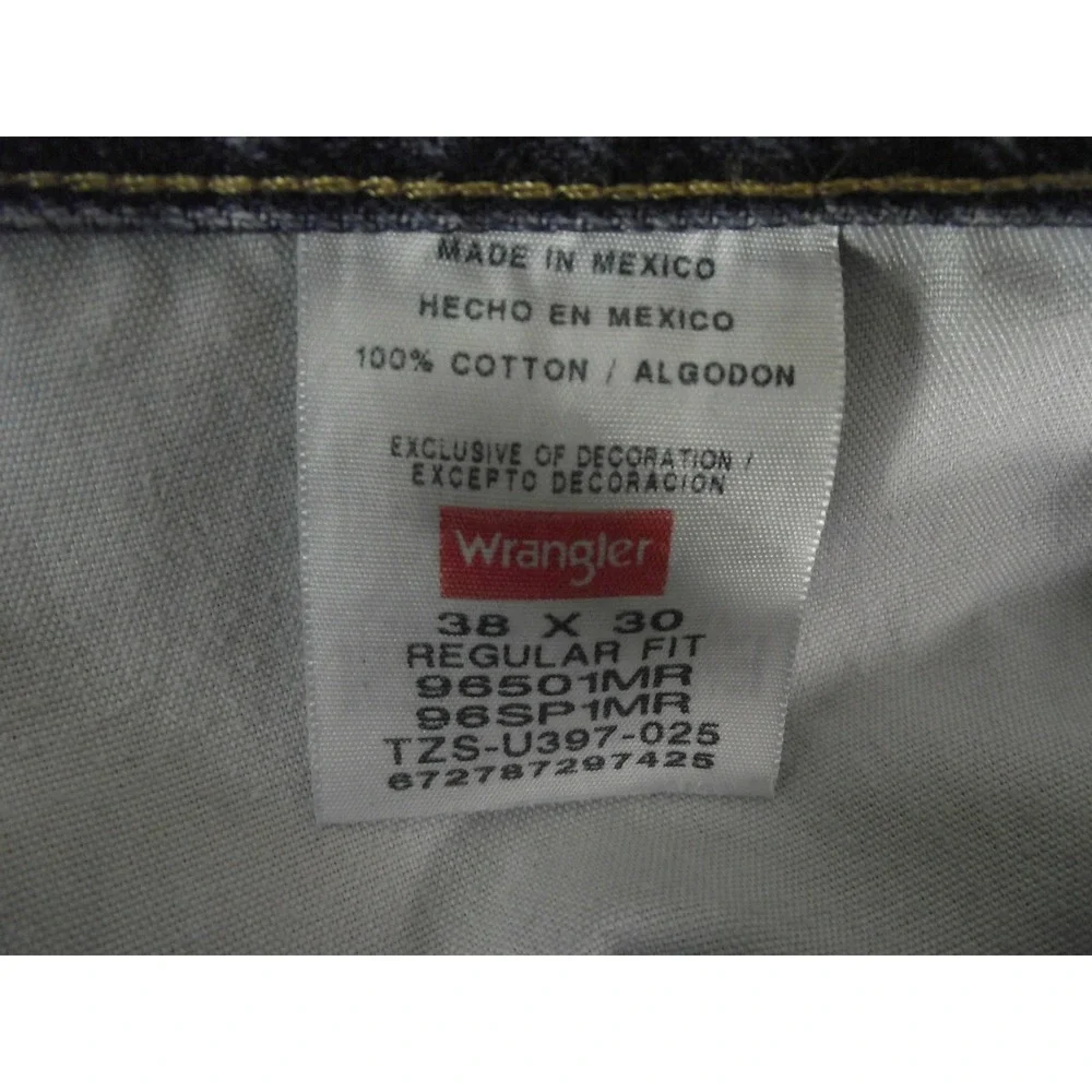 Wrangler Jeans Men's 38 x 30 blue denim pants regular fit straight